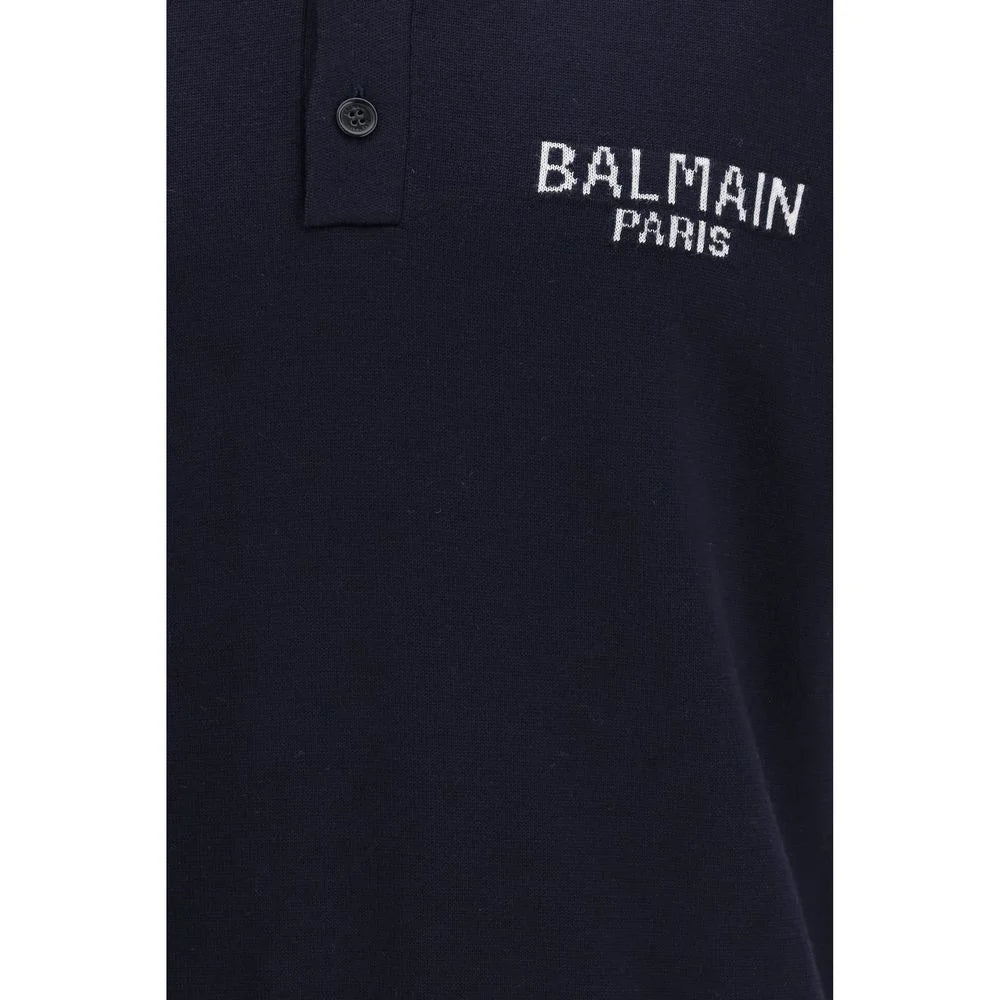 Balmain Blue Wool Oves Aries Polo Shirt