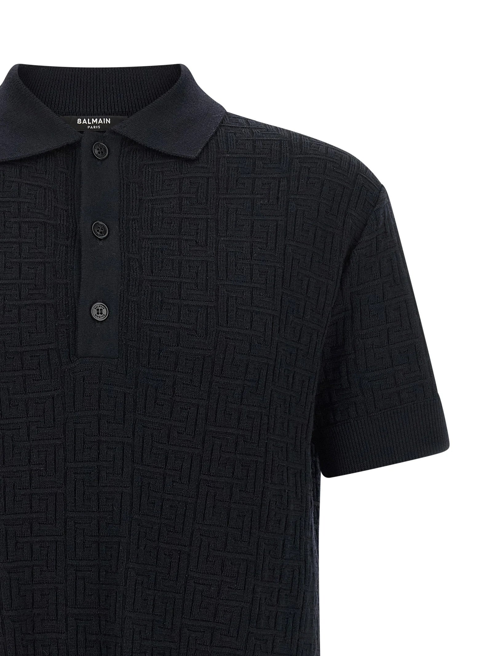 Balmain Blue Wool Polo Shirt