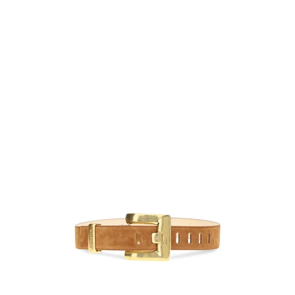 Balmain Brown Calf Leather Bos Taurus Regular Belt - 85 cm / 34 Inches