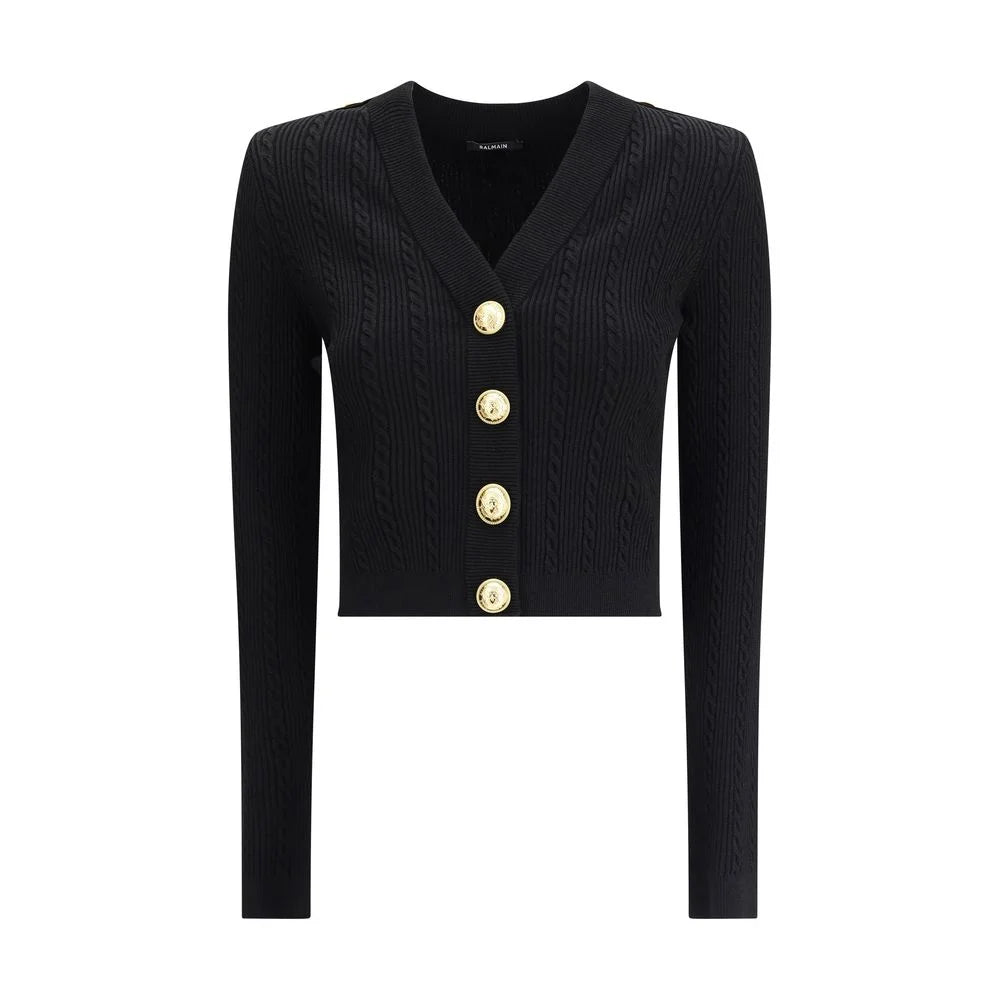 Balmain Ribbed and braided Cardigan - Cardigans