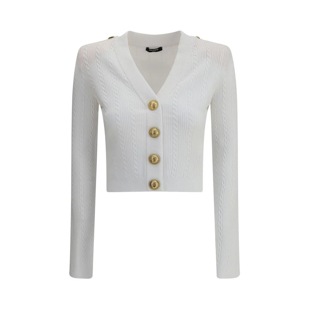 Balmain Ribbed and braided Cardigan - Cardigans
