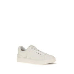 Balmain White Calf Leather Bos Taurus Athletic Sneakers