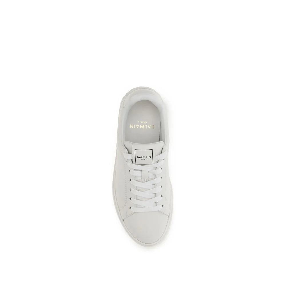 Balmain White Calf Leather Bos Taurus Athletic Sneakers