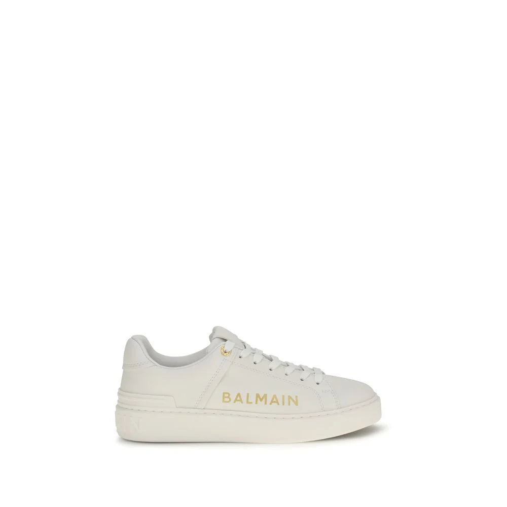 Balmain White Calf Leather Bos Taurus Low Top Sneakers - Sneakers