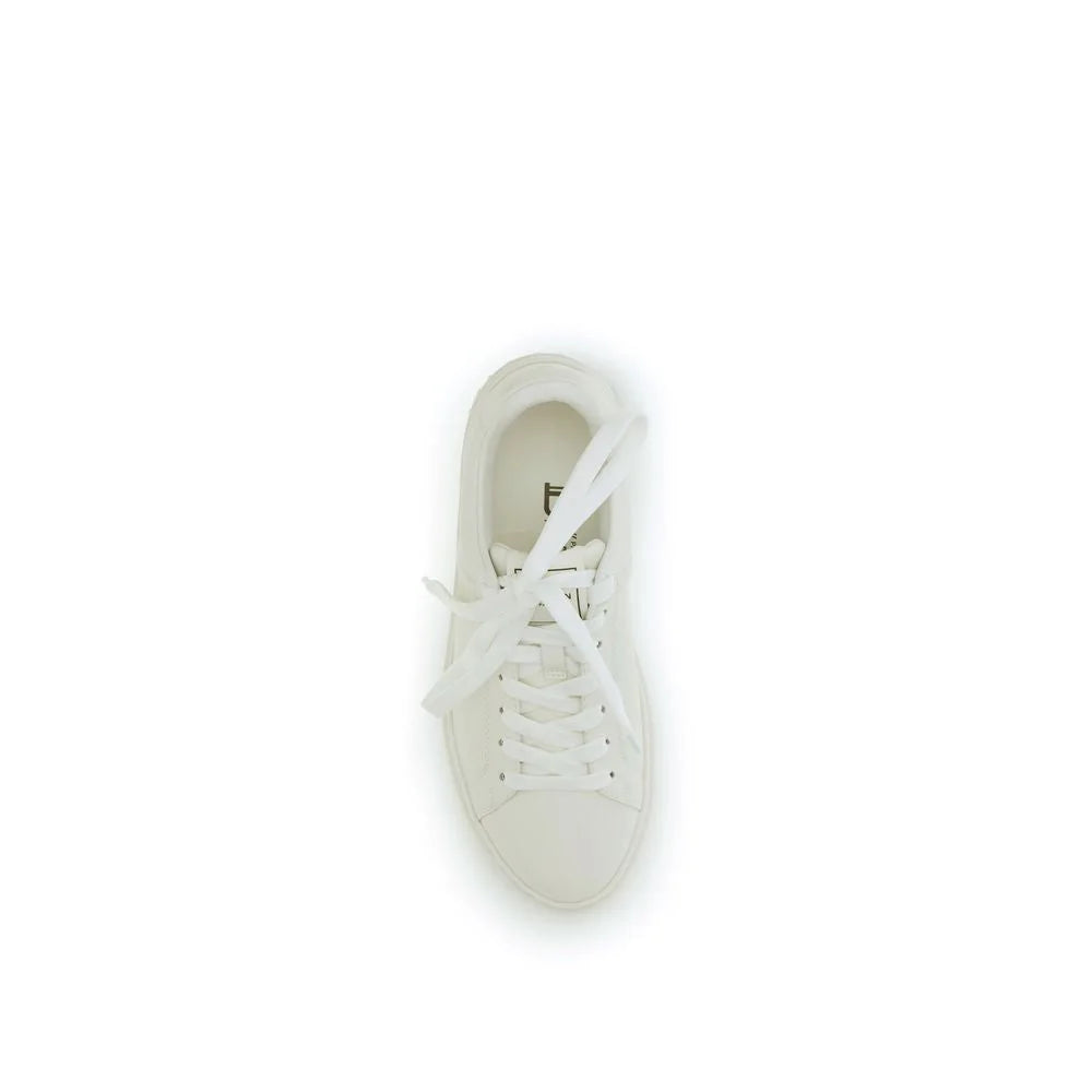 Balmain White Calf Leather Bos Taurus Low Top Sneakers