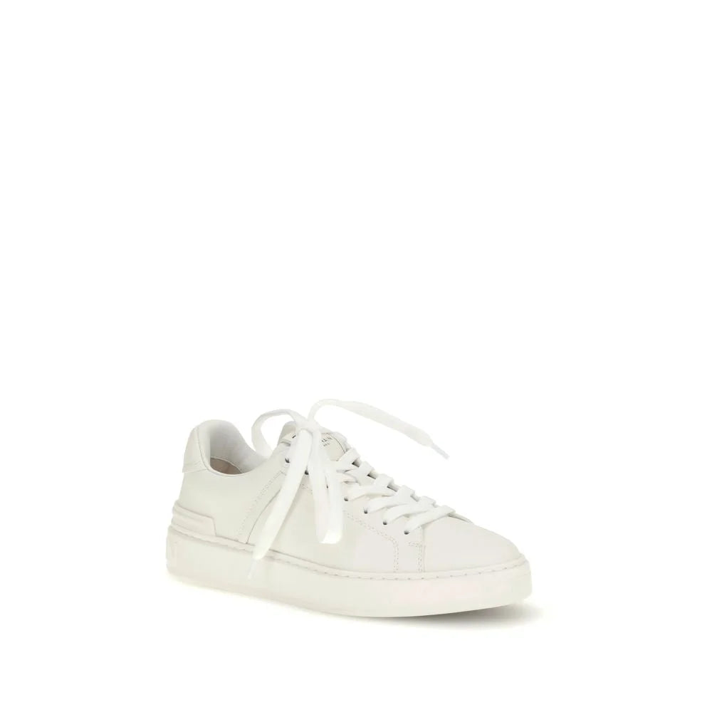 Balmain White Calf Leather Bos Taurus Low Top Sneakers - EU39/US9