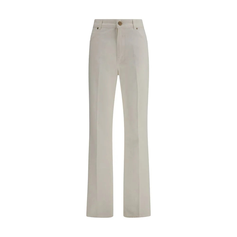 Balmain White Cotton Straight-Leg Jeans