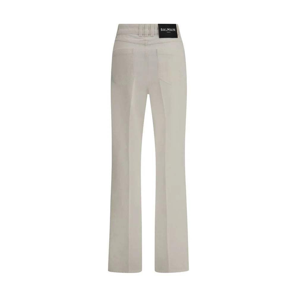 Balmain White Cotton Straight-Leg Jeans