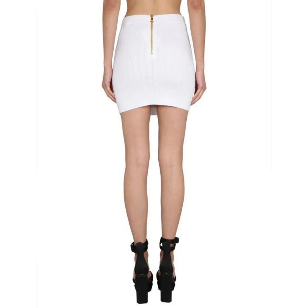 Balmain White Polyester Mini Skirt - 38