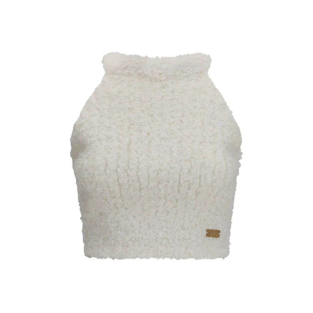 Balmain White Viscose Sleeveles T-Shirt