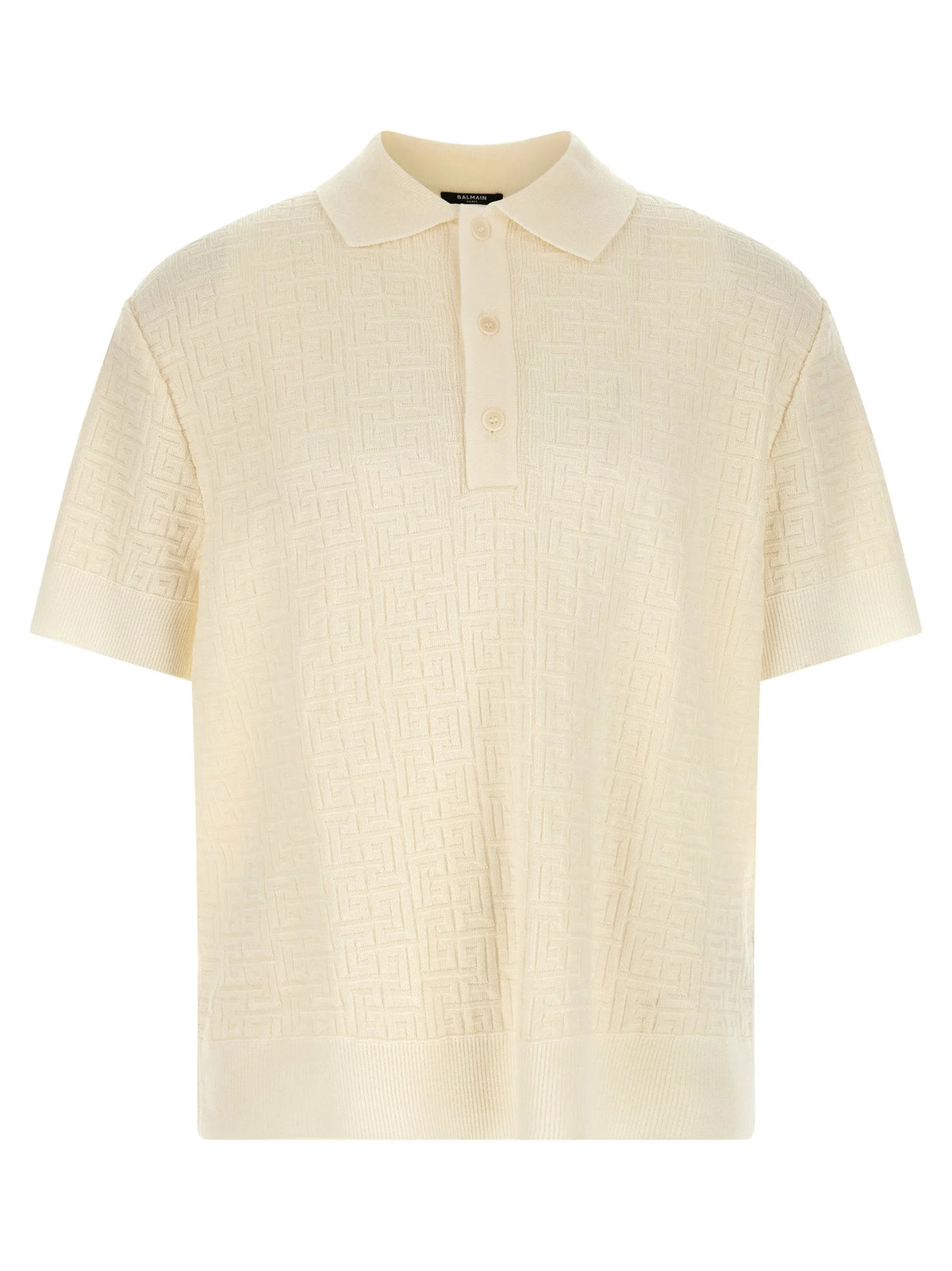 Balmain White Wool Polo Shirt