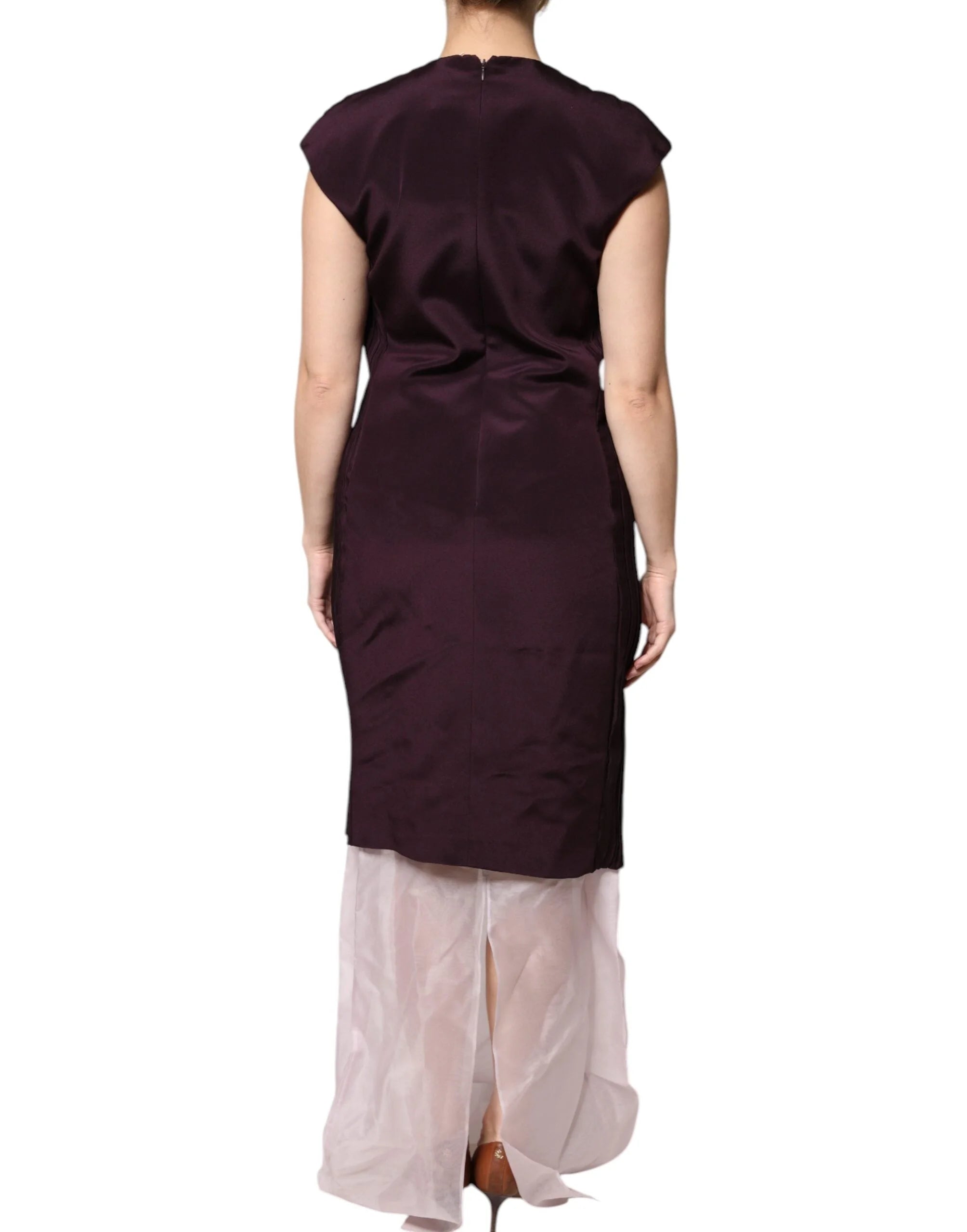 Barbara Casasola Brown Silk Short Sleeves Sheath Maxi Dress - IT40|S - Dresses