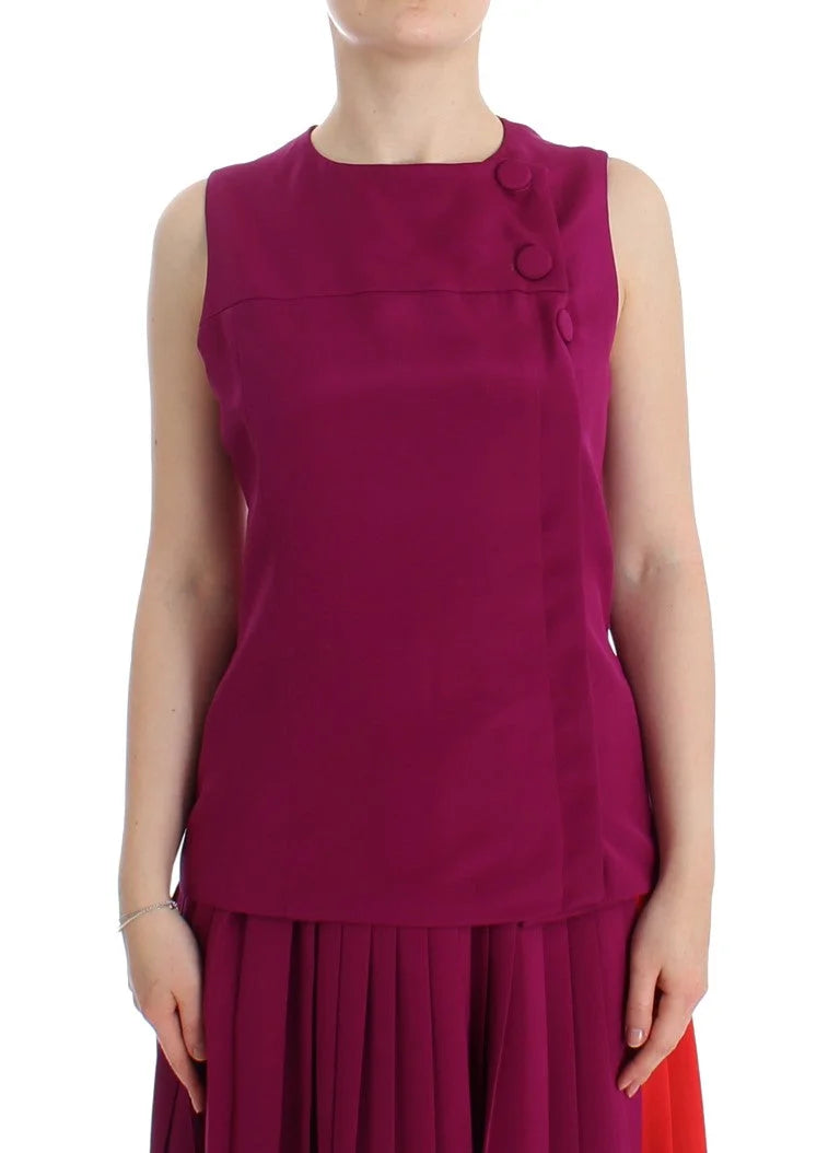 Barbara Casasola Purple Silk Sleeveless Blouse Top - IT42 | S - Blouses