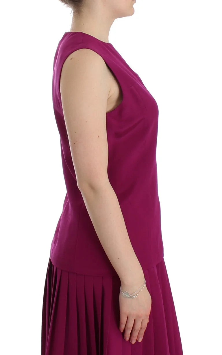 Barbara Casasola Purple Silk Sleeveless Blouse Top - IT42 | S - Blouses
