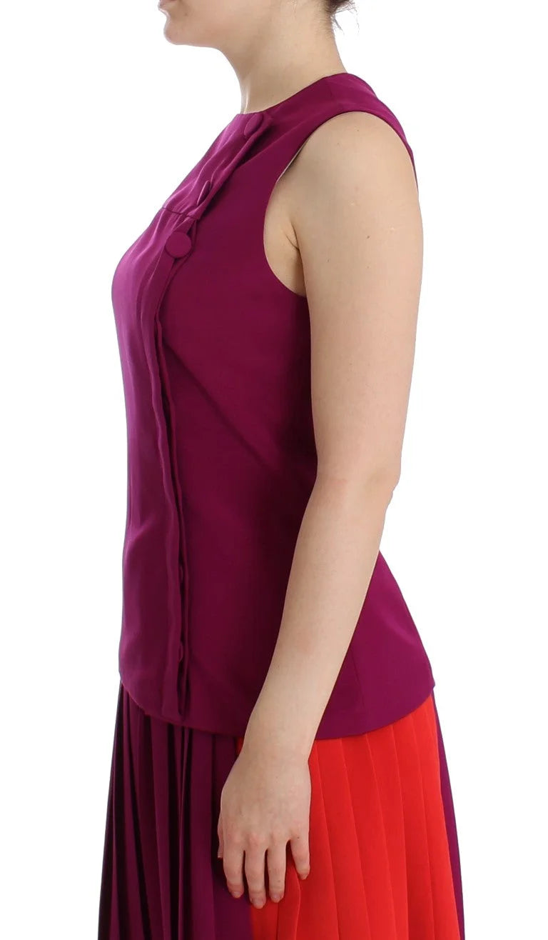 Barbara Casasola Purple Silk Sleeveless Blouse Top - IT42 | S - Blouses