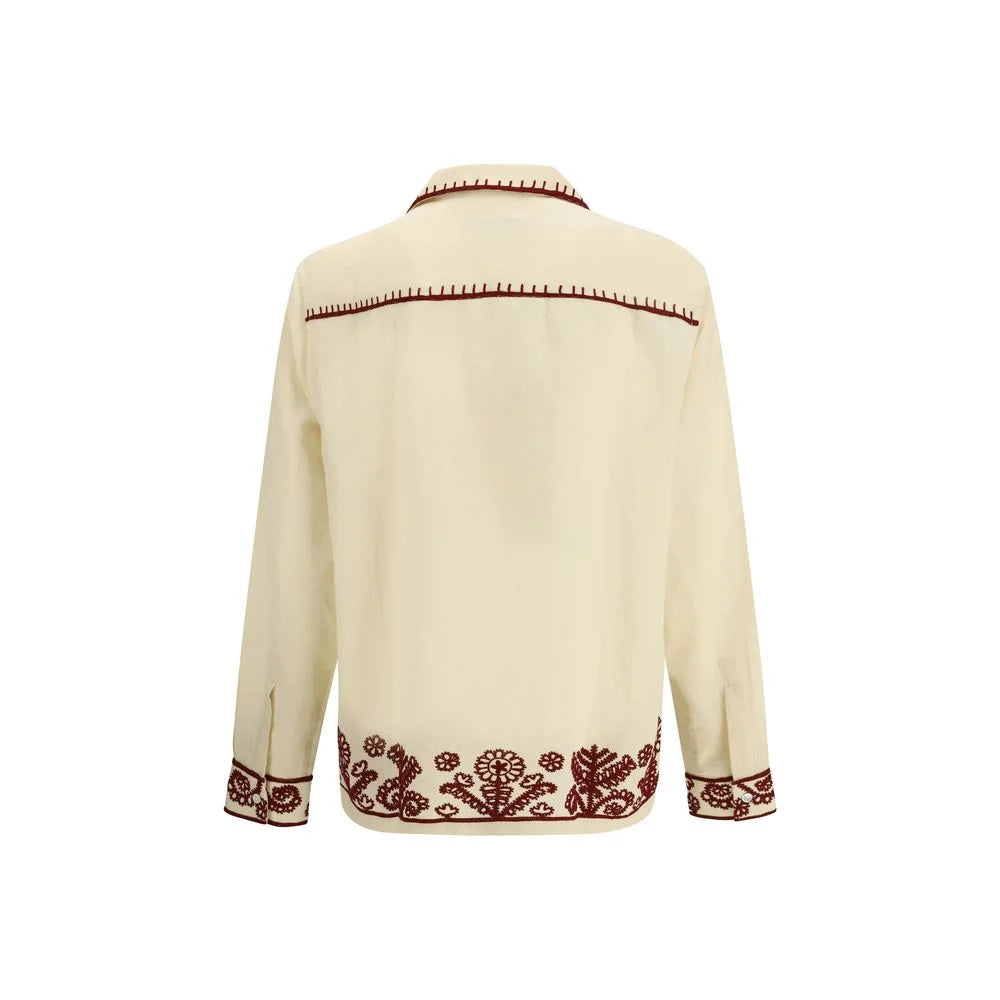 Baziszt Beige Hemp Pattern Shirt - L