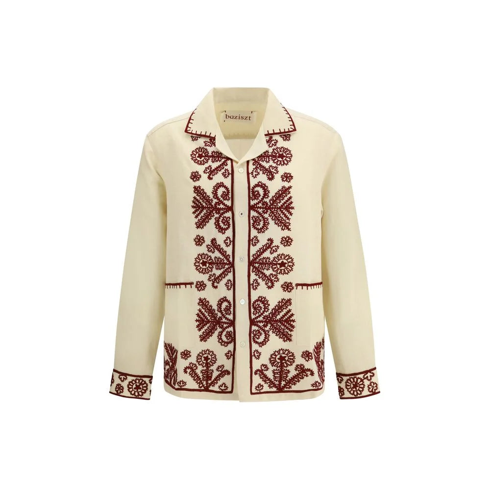 Baziszt Beige Hemp Pattern Shirt - L