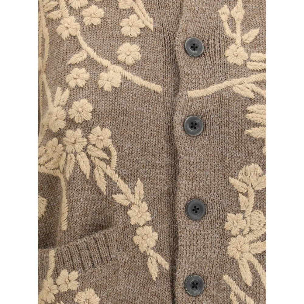 Baziszt Brown Alpaca Vicugna Pacos Cardigan - S