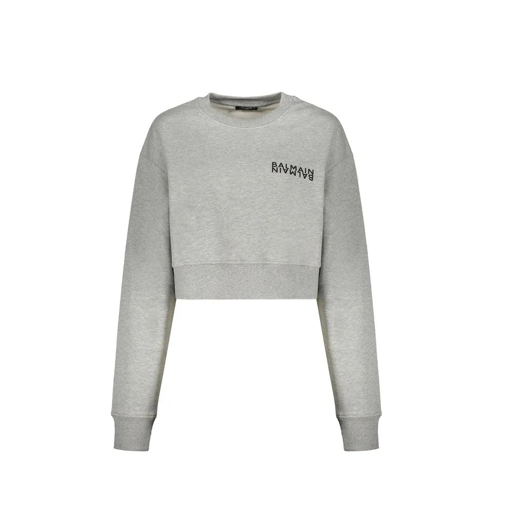 Balmain Gray Cotton Sweatshirt