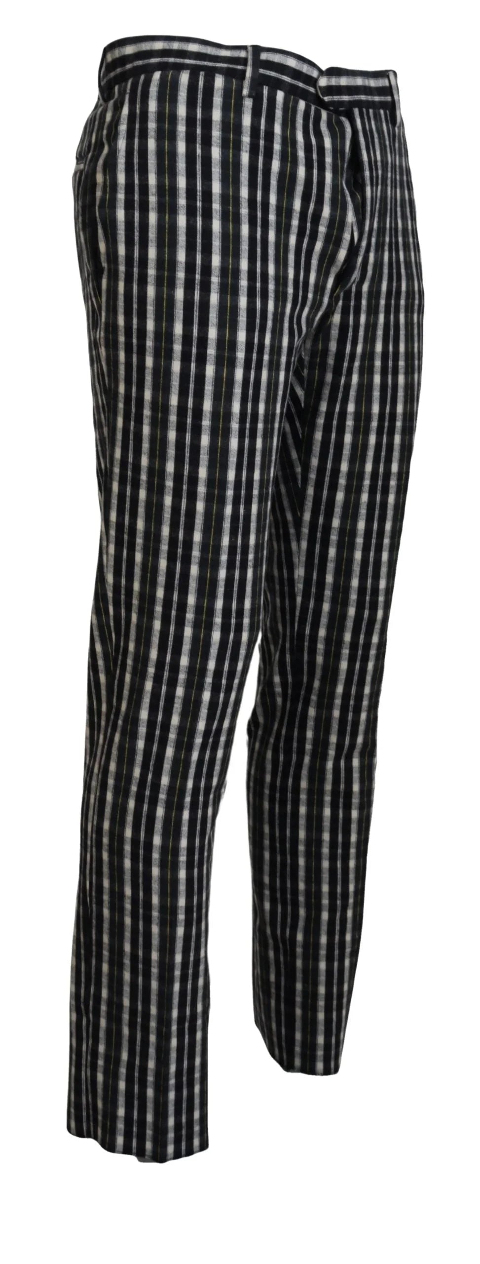 BENCIVENGA Black Checkered Cotton Casual Pants - IT46 | S - Trousers