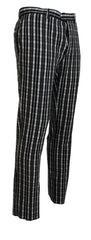 BENCIVENGA Black Checkered Cotton Casual Pants - IT46 | S - Trousers