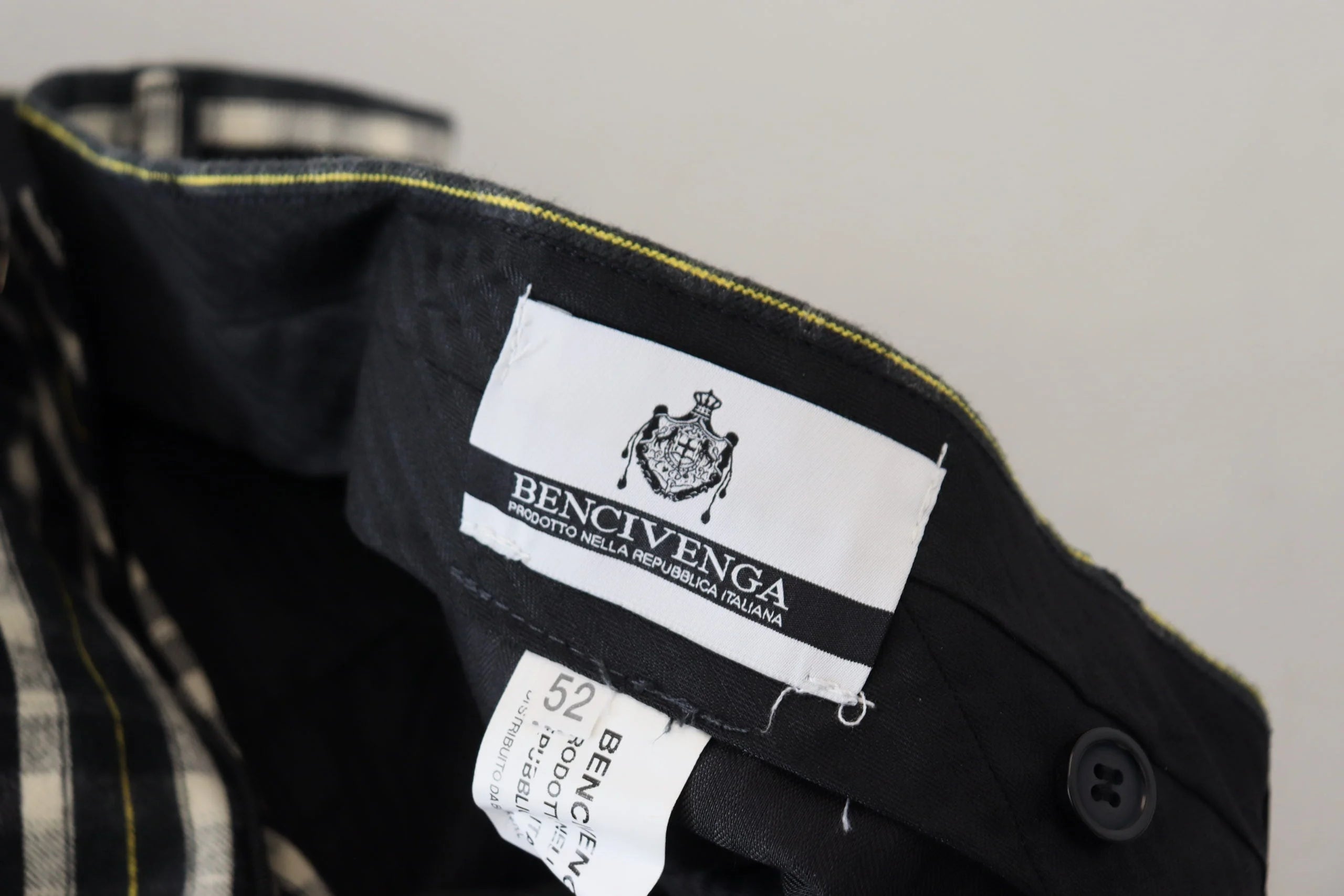 BENCIVENGA Black Checkered Cotton Casual Pants - IT46 | S - Trousers