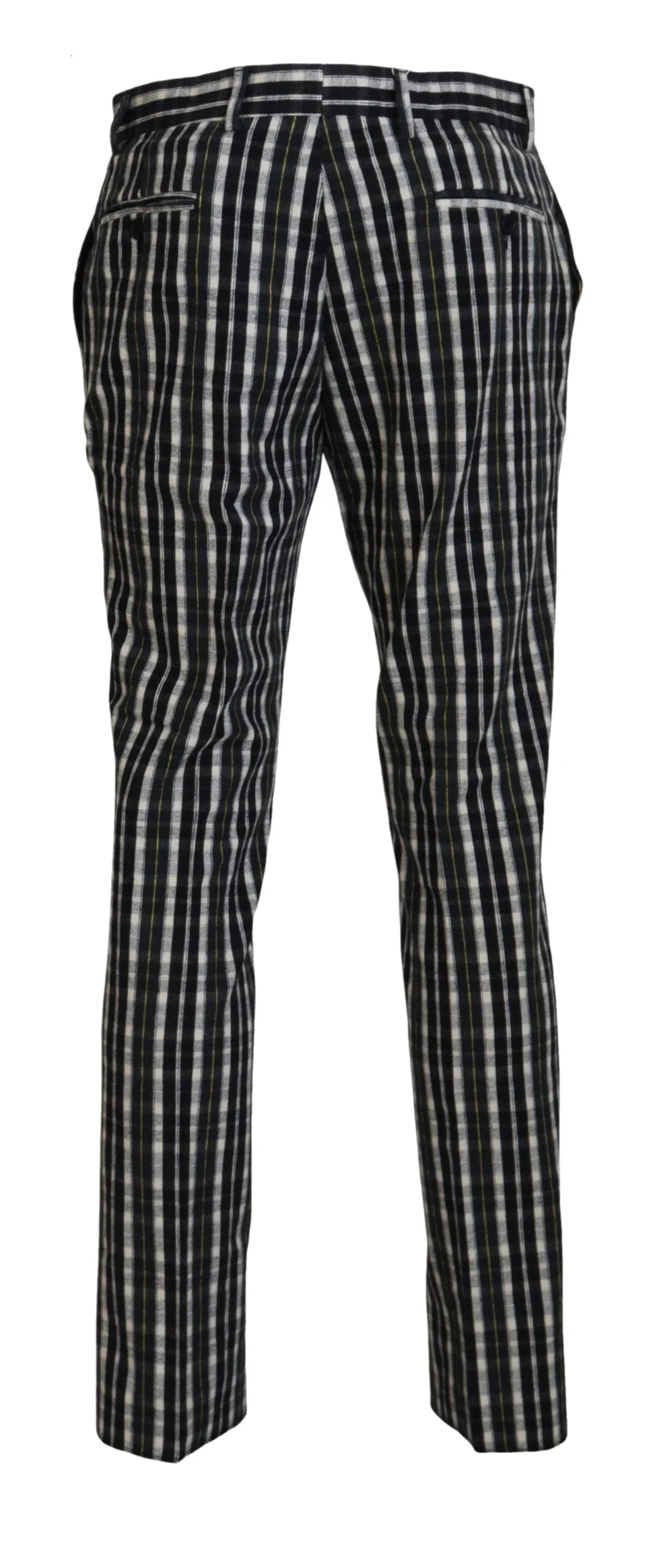 BENCIVENGA Black Checkered Cotton Casual Pants - IT46 | S - Trousers