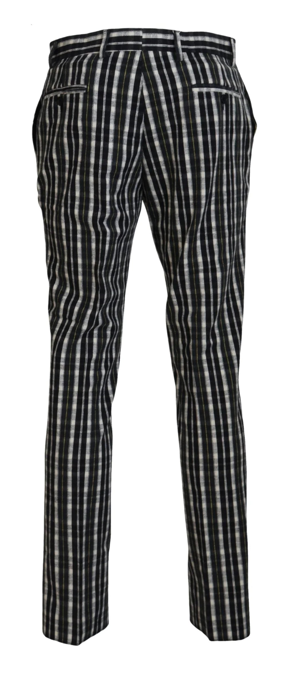 BENCIVENGA Black Checkered Cotton Casual Pants - IT46 | S - Trousers