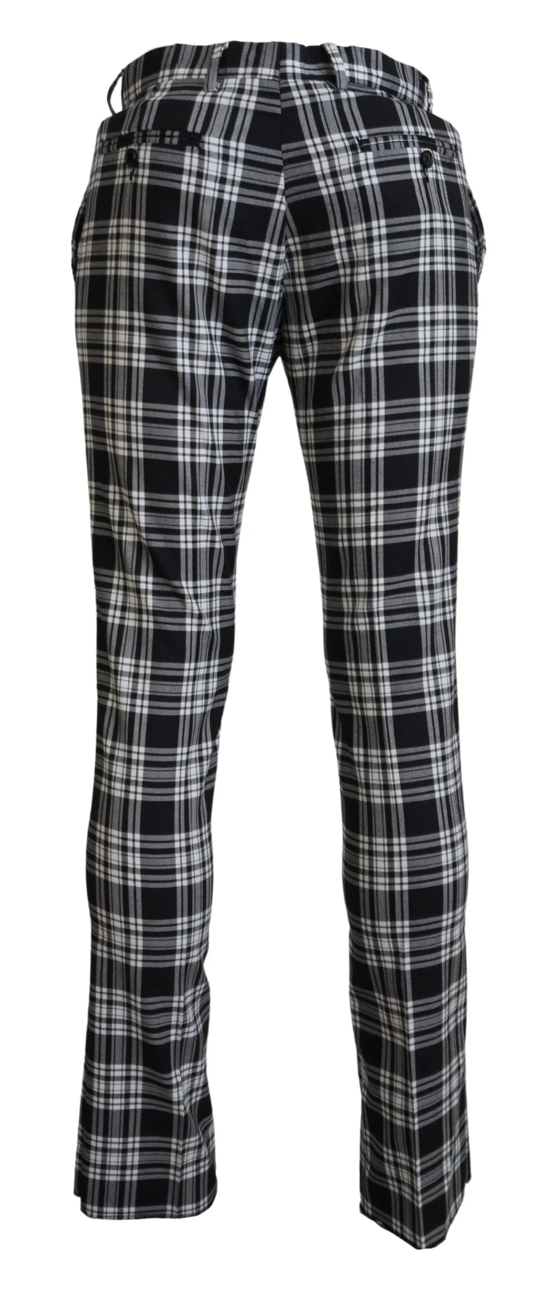 BENCIVENGA Black Checkered Cotton Men Casual Pants - IT48 | M - Trousers