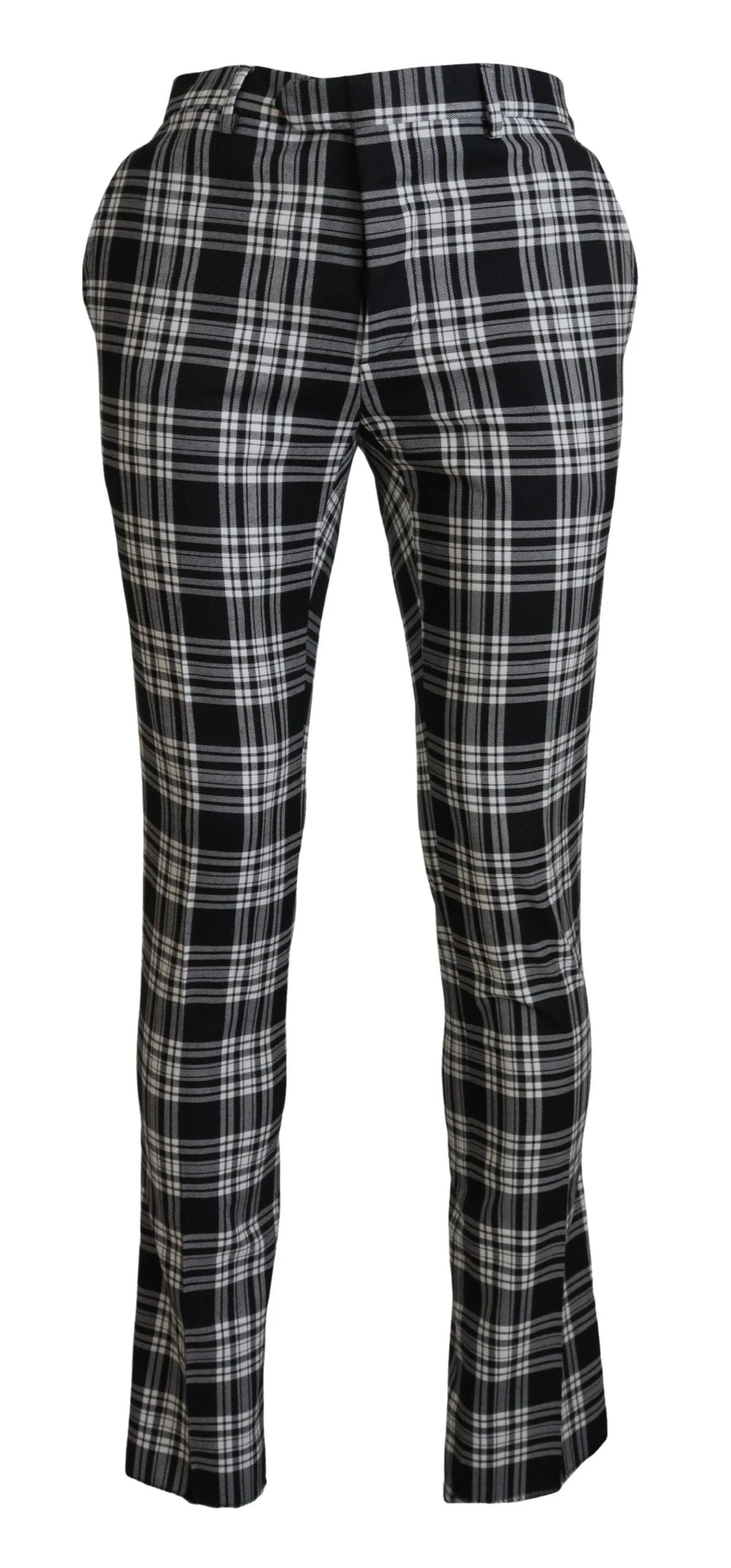 BENCIVENGA Black Checkered Cotton Men Casual Pants - IT48 | M - Trousers