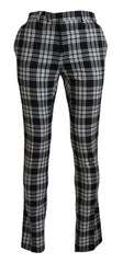 BENCIVENGA Black Checkered Cotton Men Casual Pants - IT48 | M - Trousers