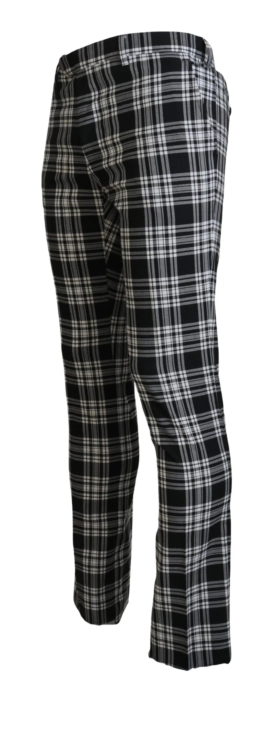 BENCIVENGA Black Checkered Cotton Men Casual Pants - IT48 | M - Trousers