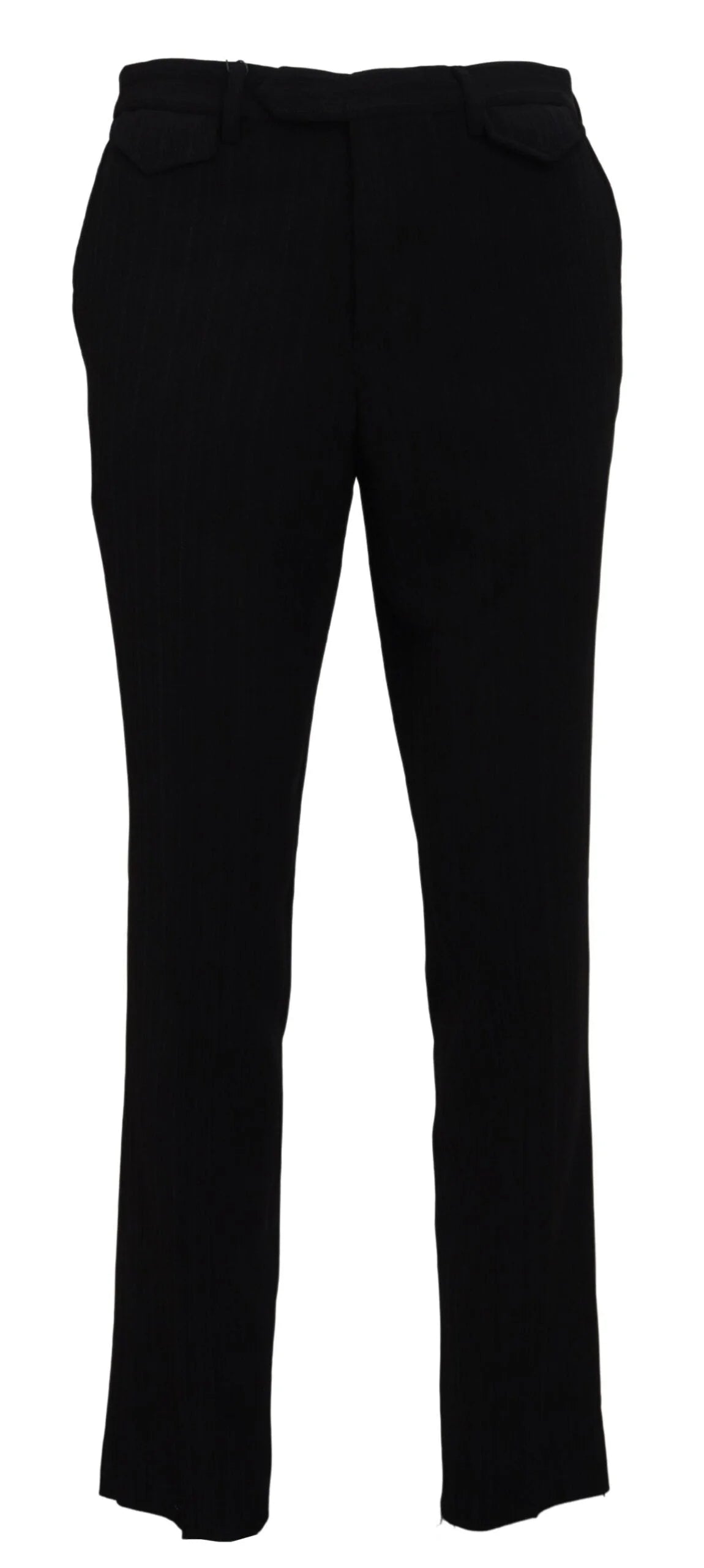 BENCIVENGA Black Cotton Straight Fit Men Formal Pants - IT48 | M - Trousers