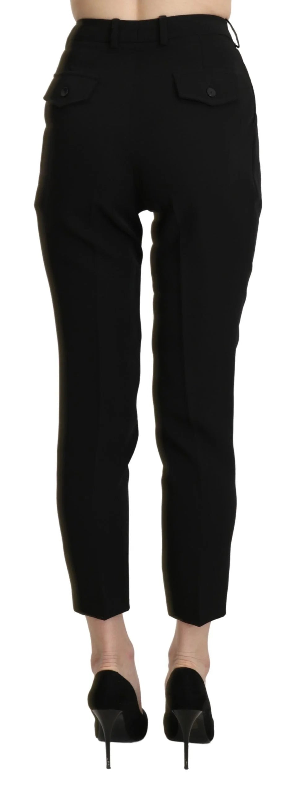 BENCIVENGA Black High Waist Skinny Cropped Dress Trouser Pant - IT40|S - Trousers