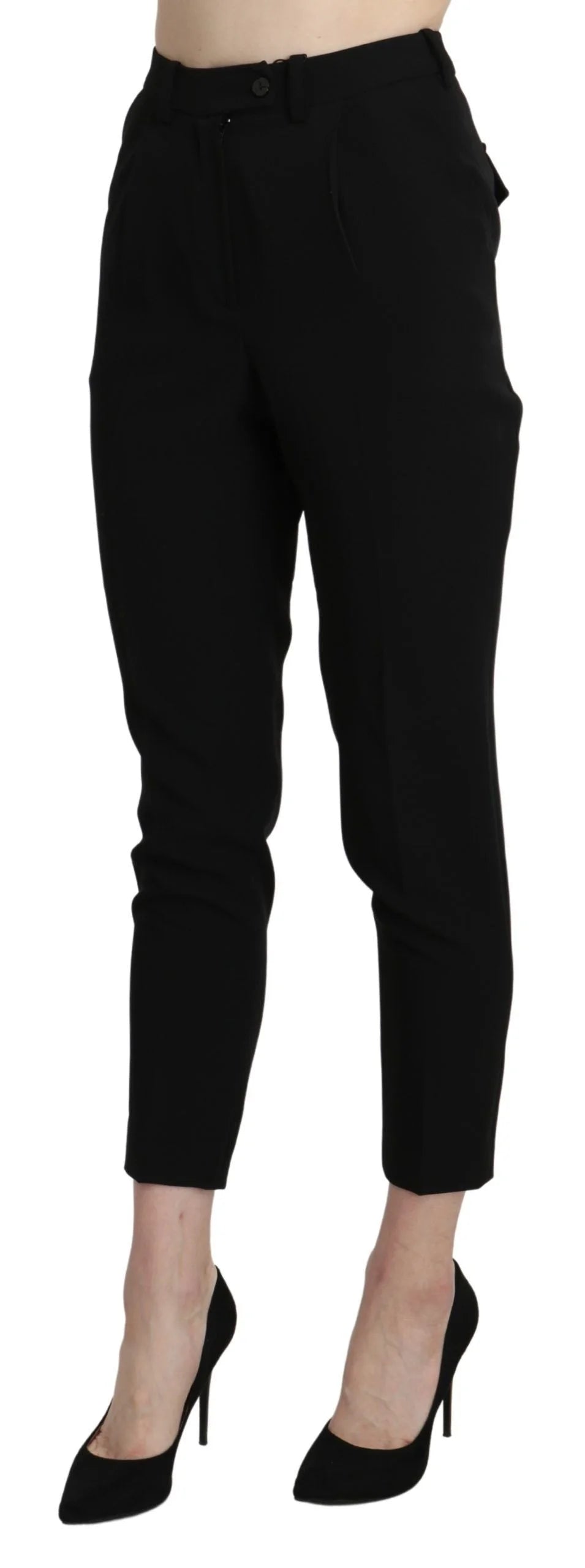 BENCIVENGA Black High Waist Skinny Cropped Dress Trouser Pant - IT40|S - Trousers