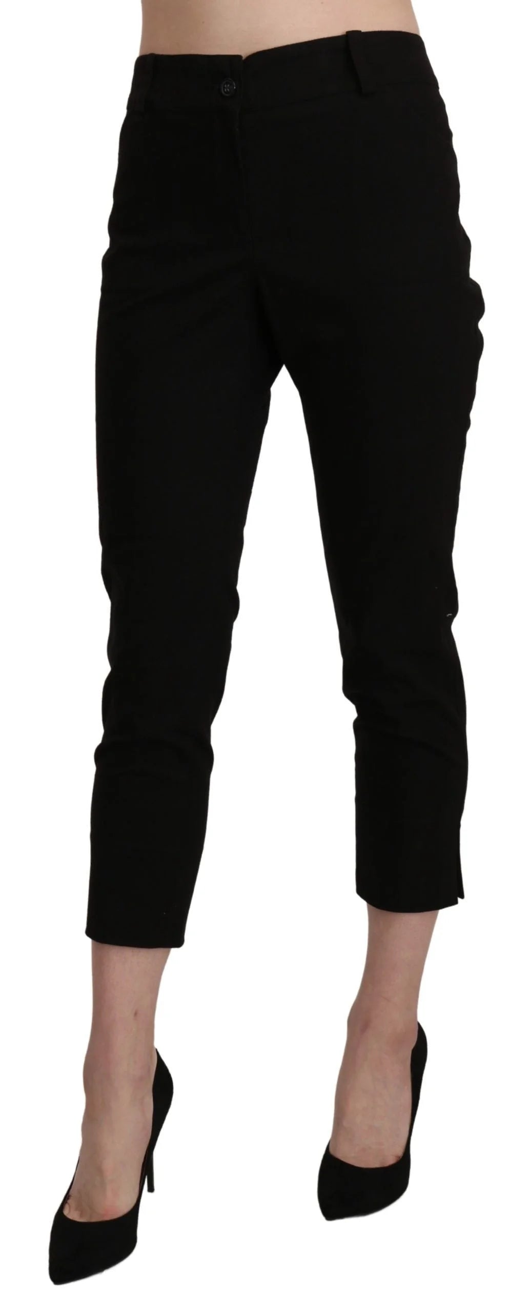 BENCIVENGA Black High Waist Skinny Cropped Dress Trouser Pants - Trousers