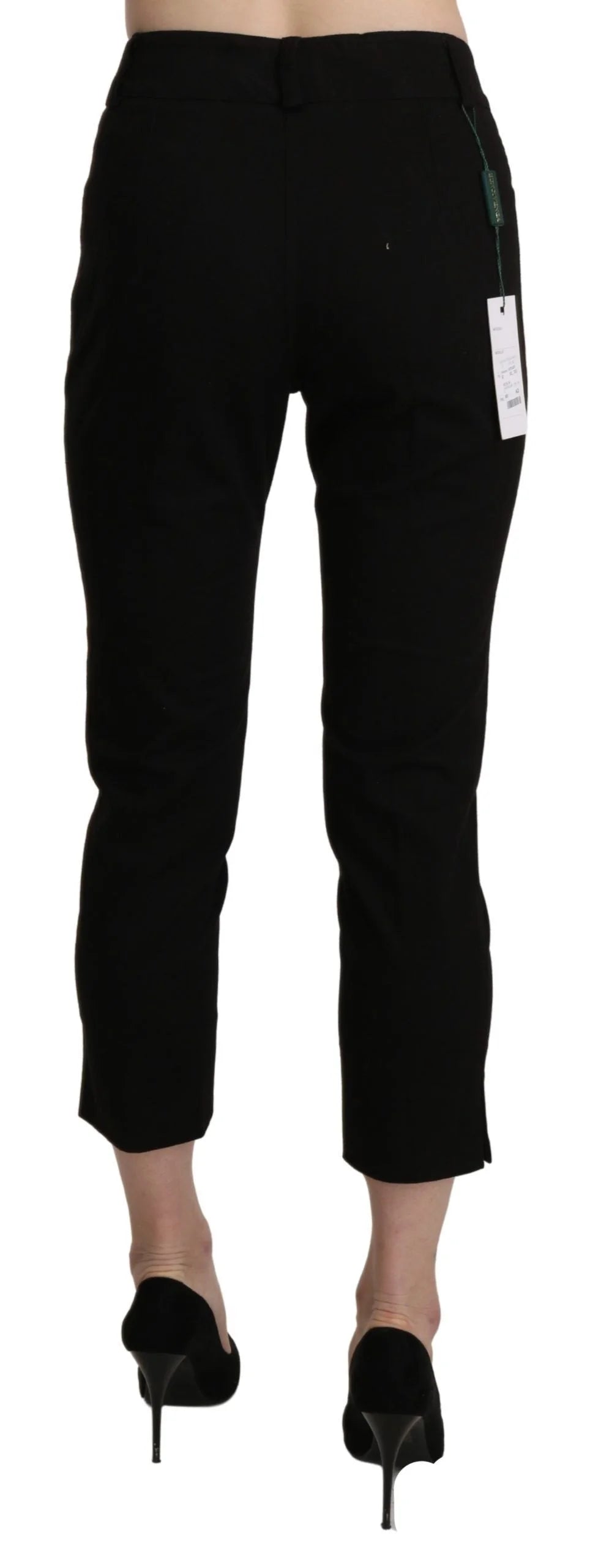 BENCIVENGA Black High Waist Skinny Cropped Dress Trouser Pants - Trousers
