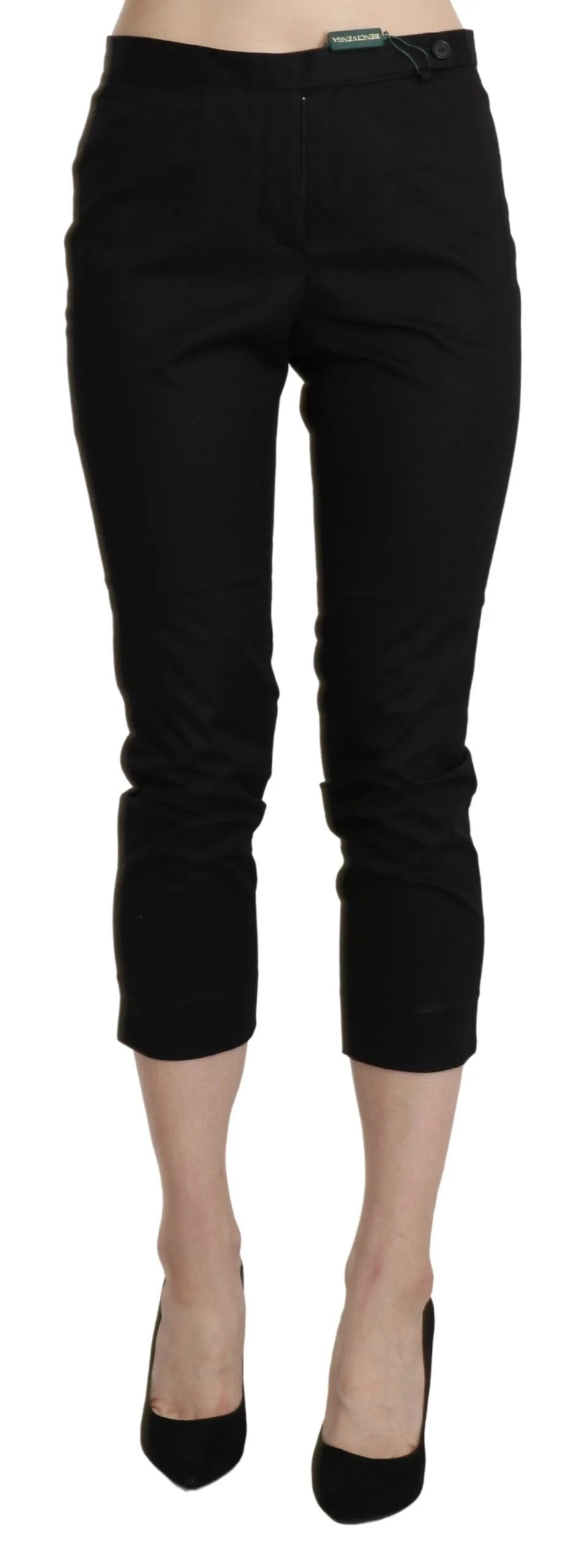 BENCIVENGA Black High Waist Skinny Cropped Dress Trouser Pants - IT44|L - Trousers