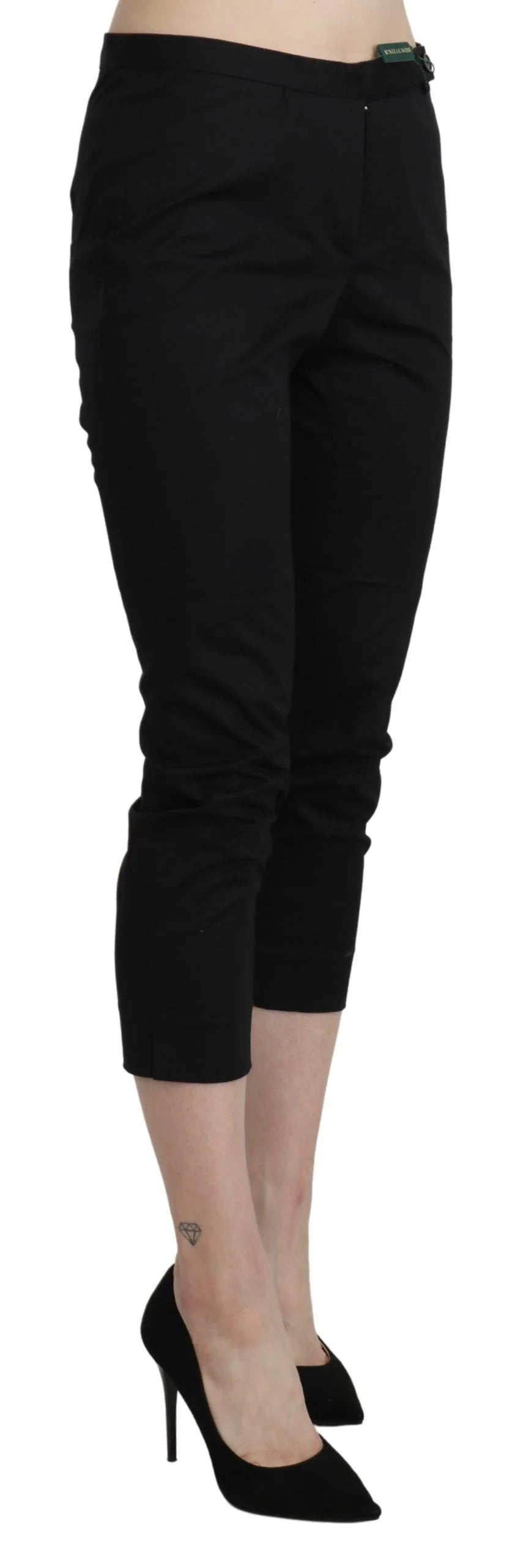 BENCIVENGA Black High Waist Skinny Cropped Dress Trouser Pants - IT44|L - Trousers