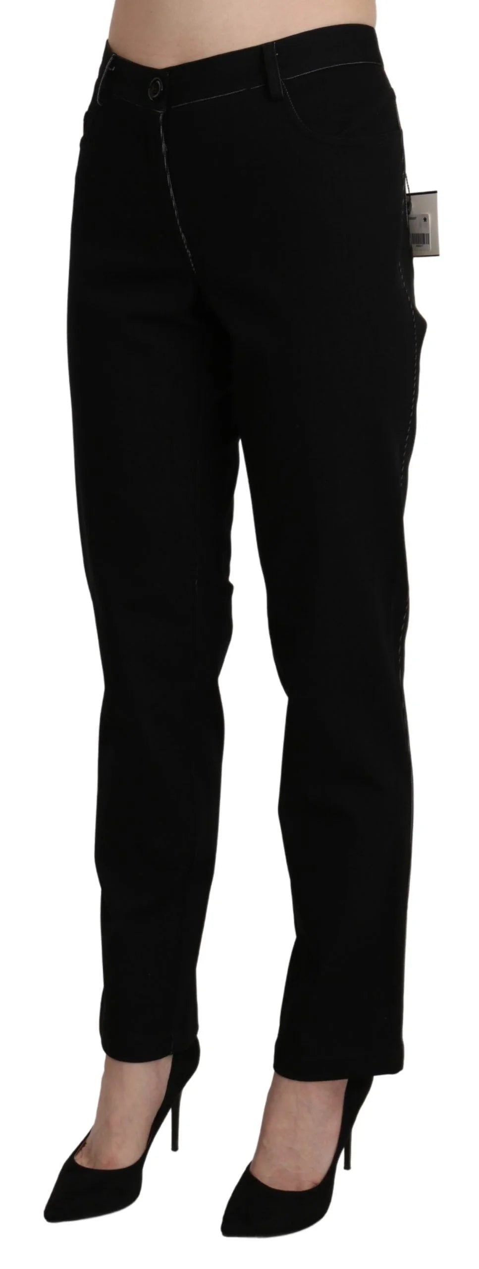 BENCIVENGA Black High Waist Straight Casual Trouser Pant - Trousers
