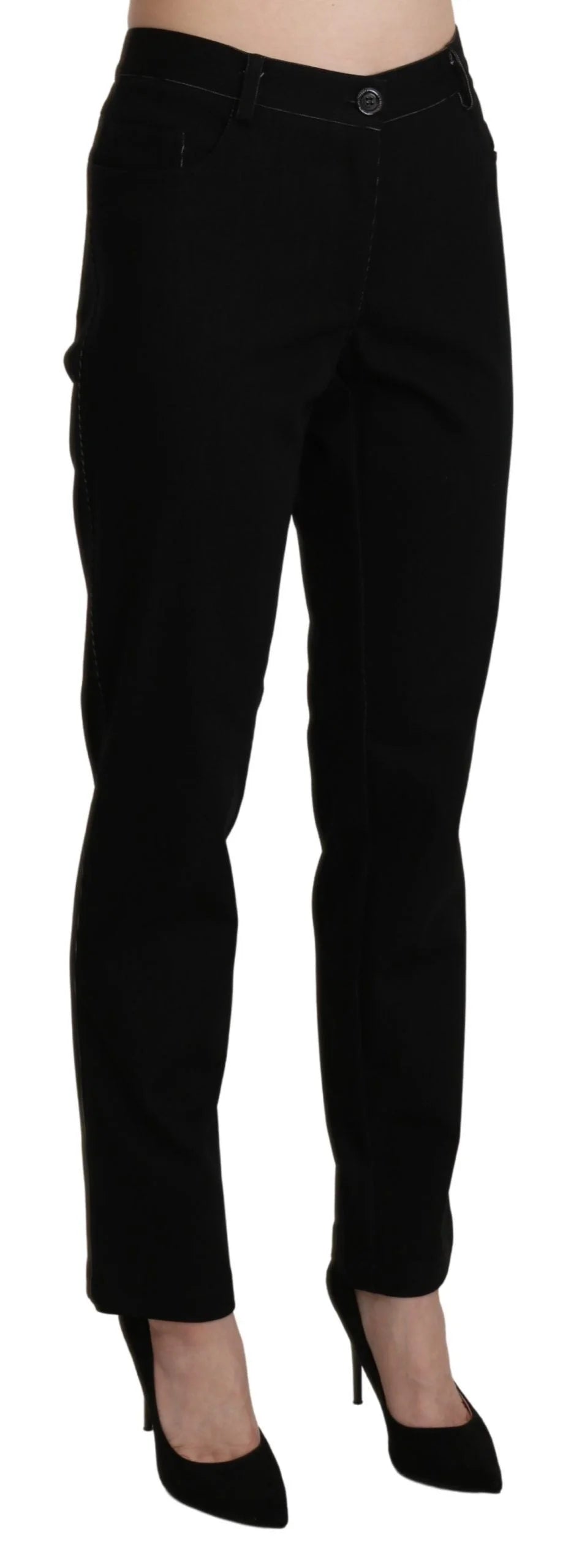 BENCIVENGA Black High Waist Straight Casual Trouser Pant - Trousers