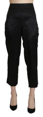 BENCIVENGA Black High Waist Straight Cropped Dress Trouser Pants - IT46|XL - Trousers
