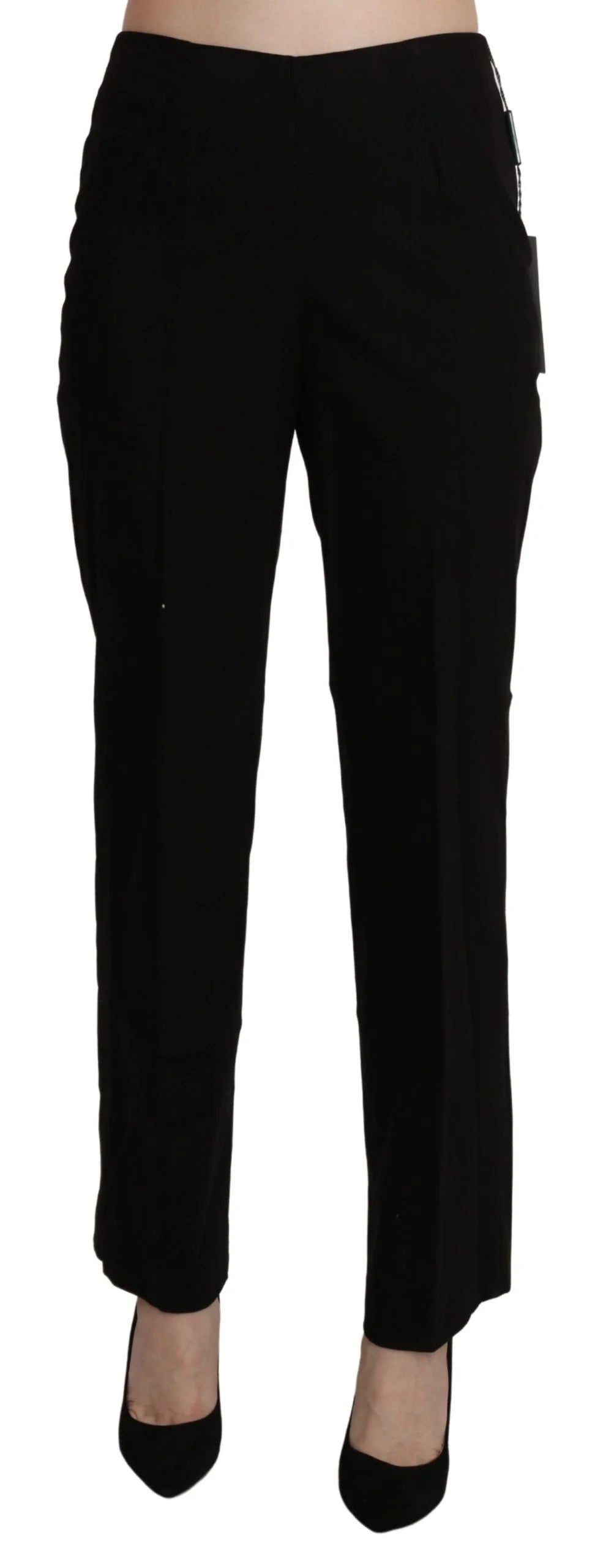 BENCIVENGA Black High Waist Straight Dress Trouser Pant - Trousers