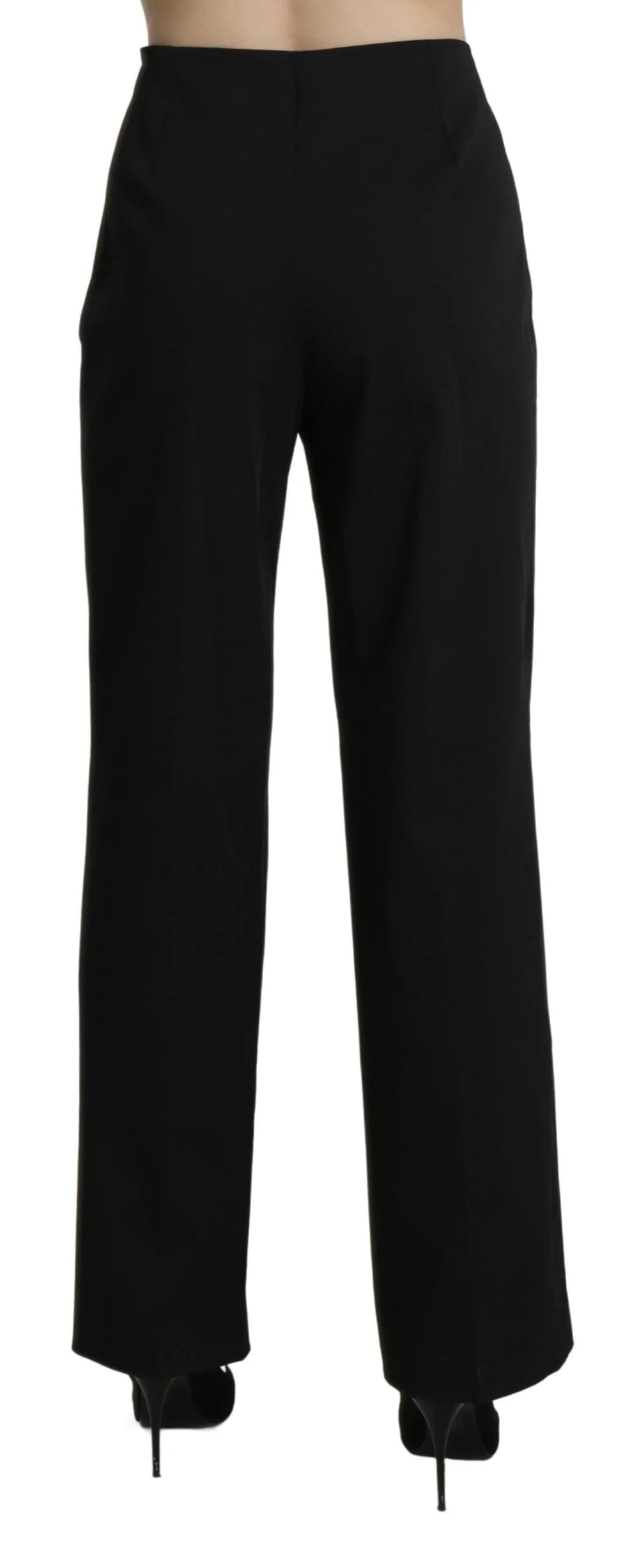 BENCIVENGA Black High Waist Straight Dress Trouser Pants - IT46|XL - Trousers