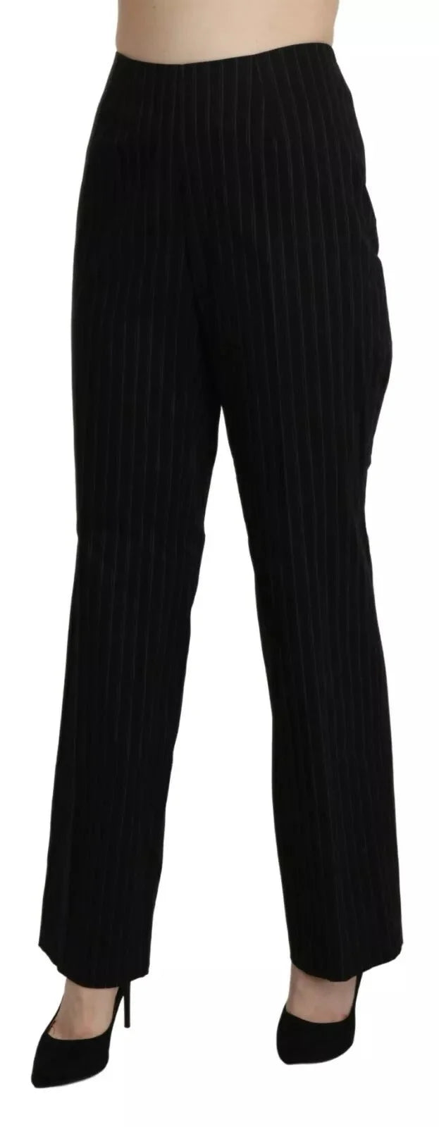 BENCIVENGA Black High Waist Straight Dress Trouser Pants - IT48|XXL - Trousers