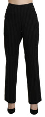 BENCIVENGA Black High Waist Straight Dress Trouser Pants - IT48|XXL - Trousers