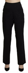 BENCIVENGA Black High Waist Straight Dress Trouser Pants - IT48|XXL - Trousers
