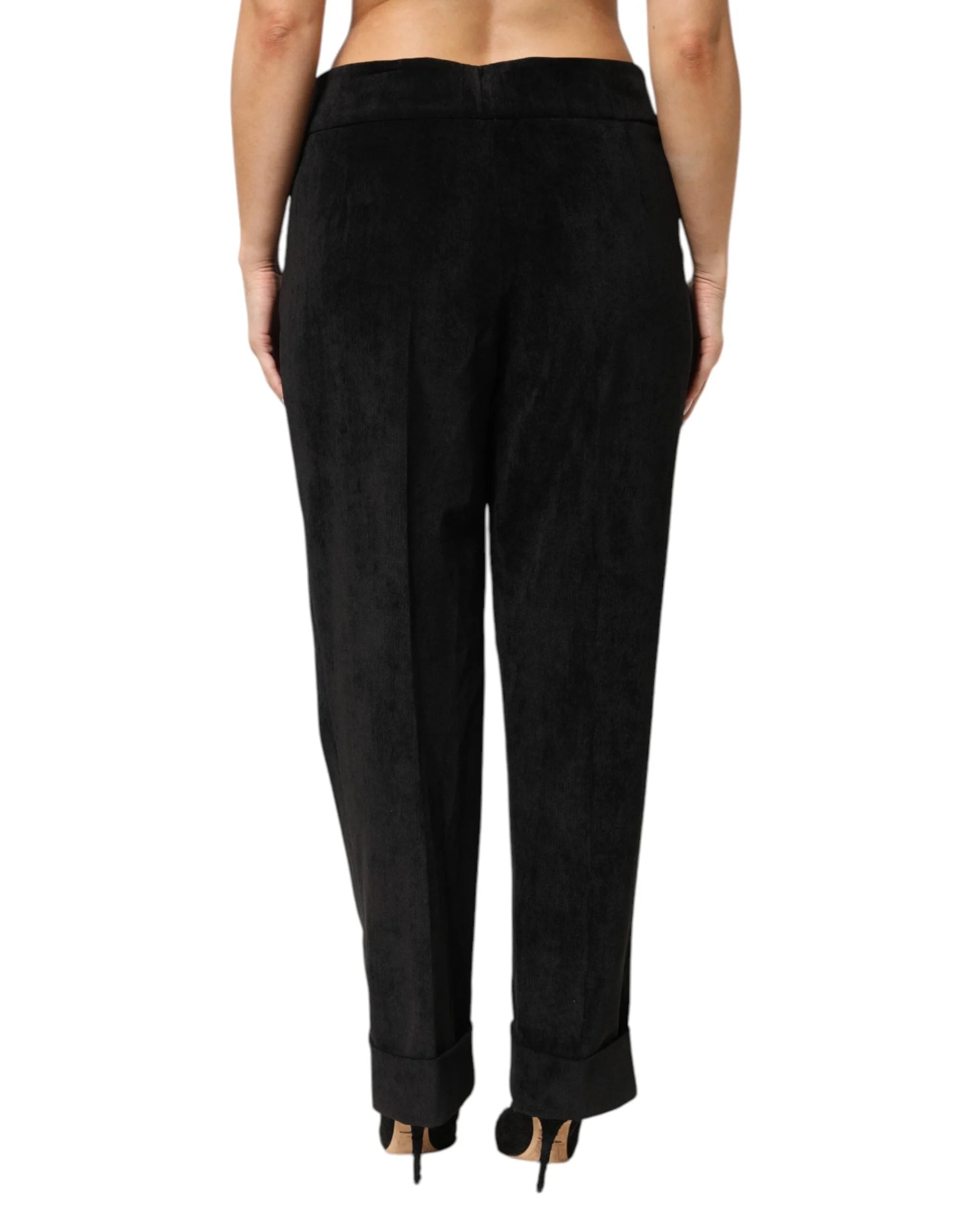 BENCIVENGA Black High Waist Straight Dress Trouser Pants - IT52 | XL - Trousers