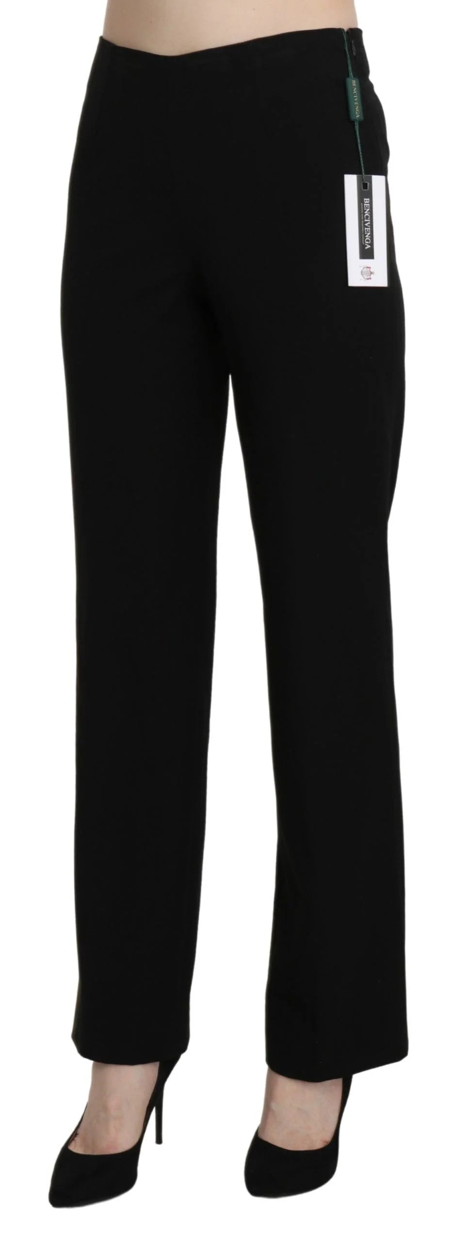 BENCIVENGA Black High Waist Straight Formal Dress Trouser - IT44|L - Trousers