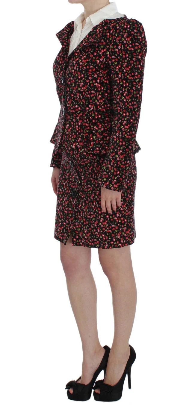 BENCIVENGA Black Multicolor Floral Suit - L - Skirt Suits